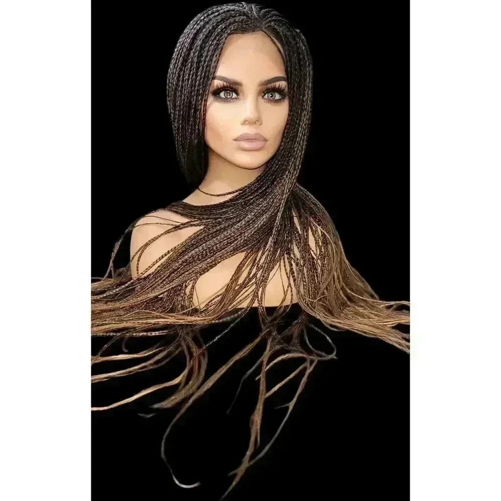 Braided wigs , handmade, long wig , ombre wig, box braids with cornro…